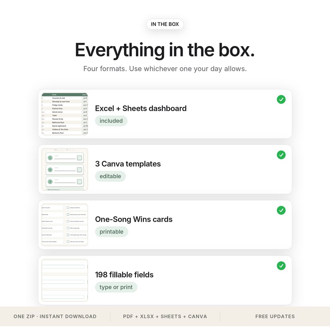 ADHD Cleaning Planner — Home Reset Dashboard — 6-tab spreadsheet