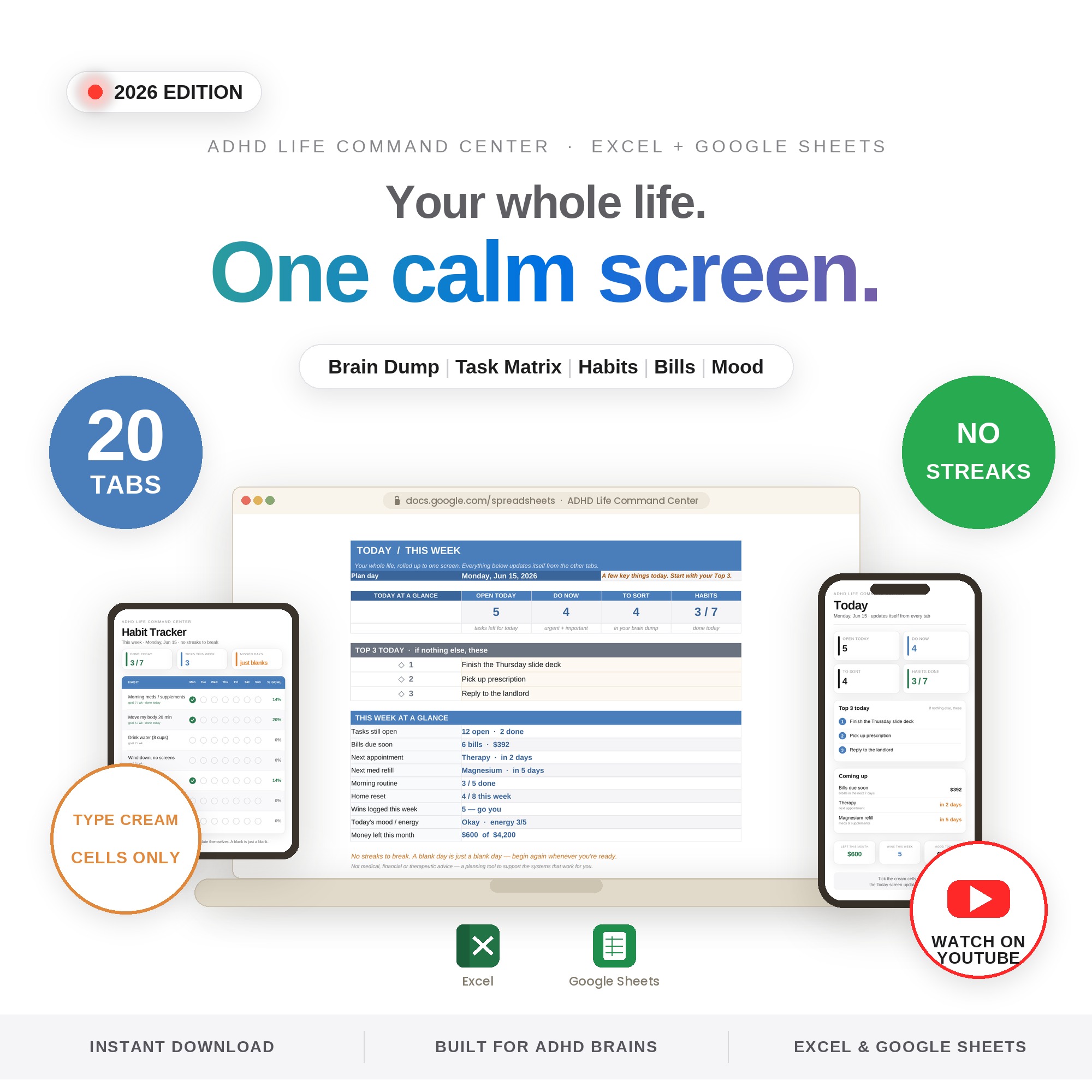 ADHD Life Command Center — your whole life on one calm dashboard