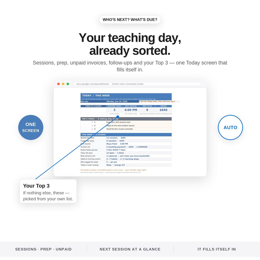 ADHD Tutor Command Center — Today