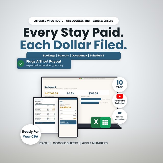 Airbnb & Short-Term Rental Host Bookkeeping — Spreadsheet