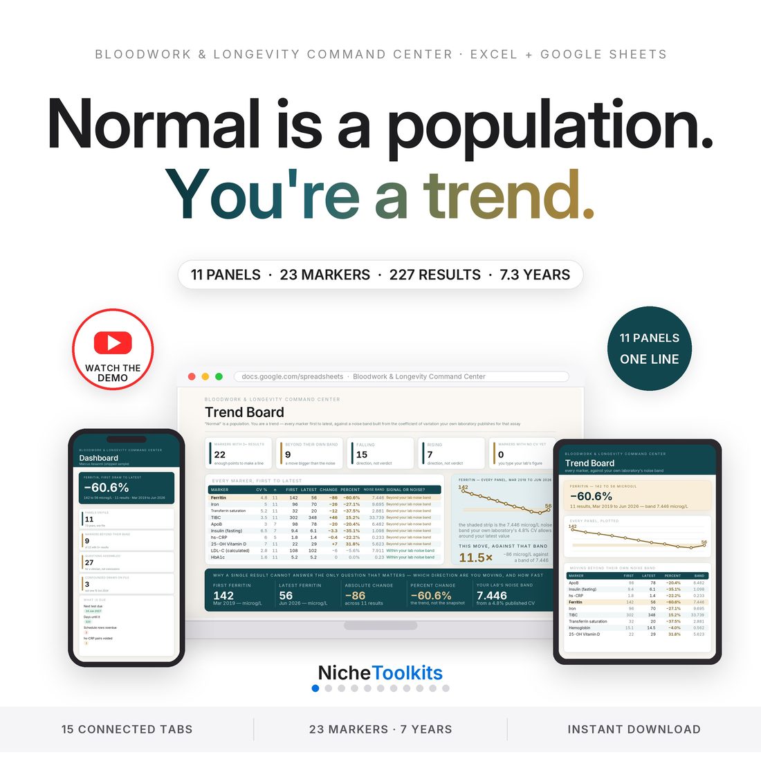 Bloodwork & Longevity Command Center — Spreadsheet System