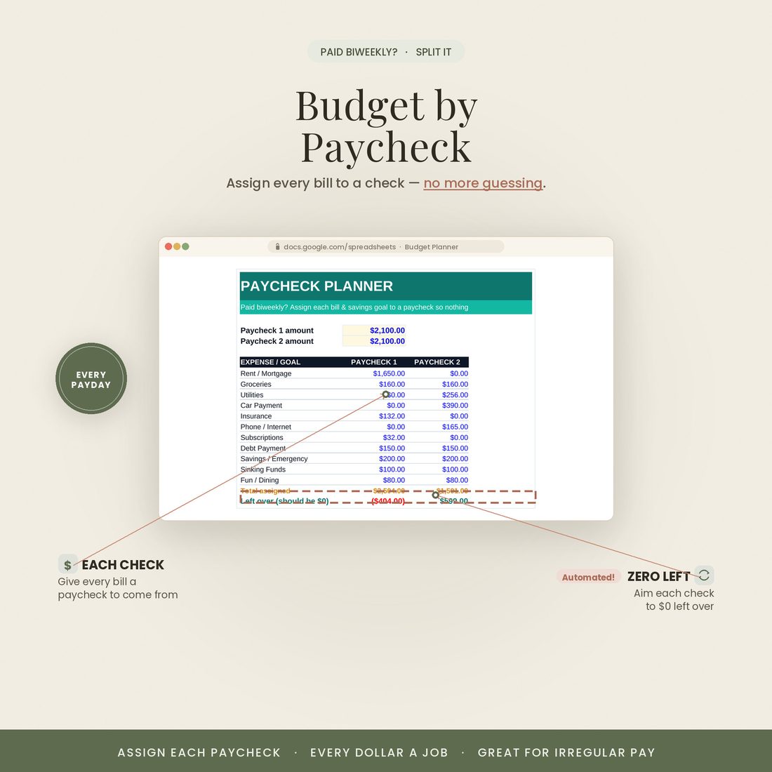 Paycheck planner — bills by check
