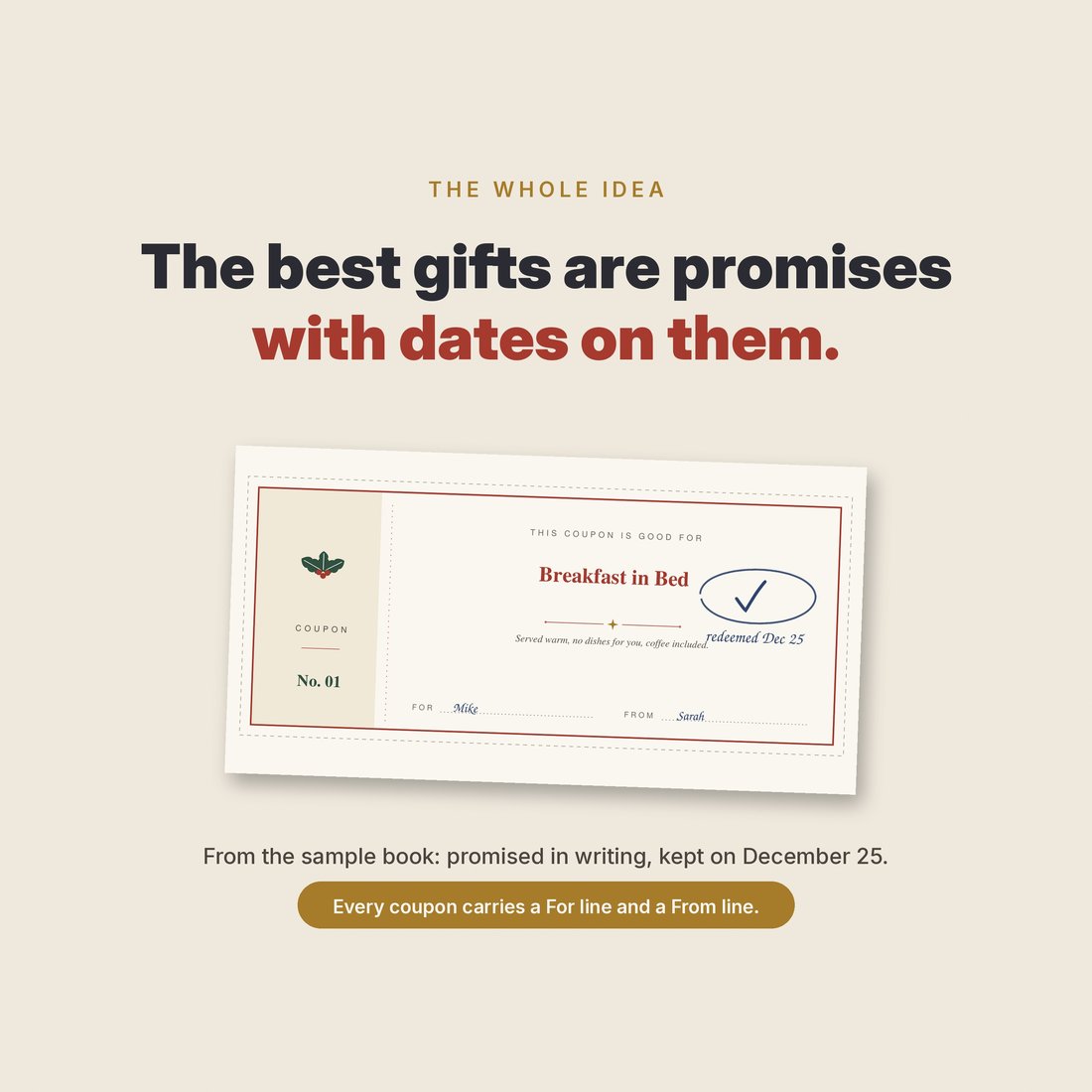 The best gifts are promises with dates on them: a filled date-night coupon up close.