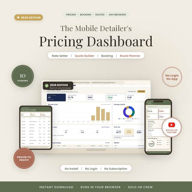 Car Detailing Dashboard — Browser App