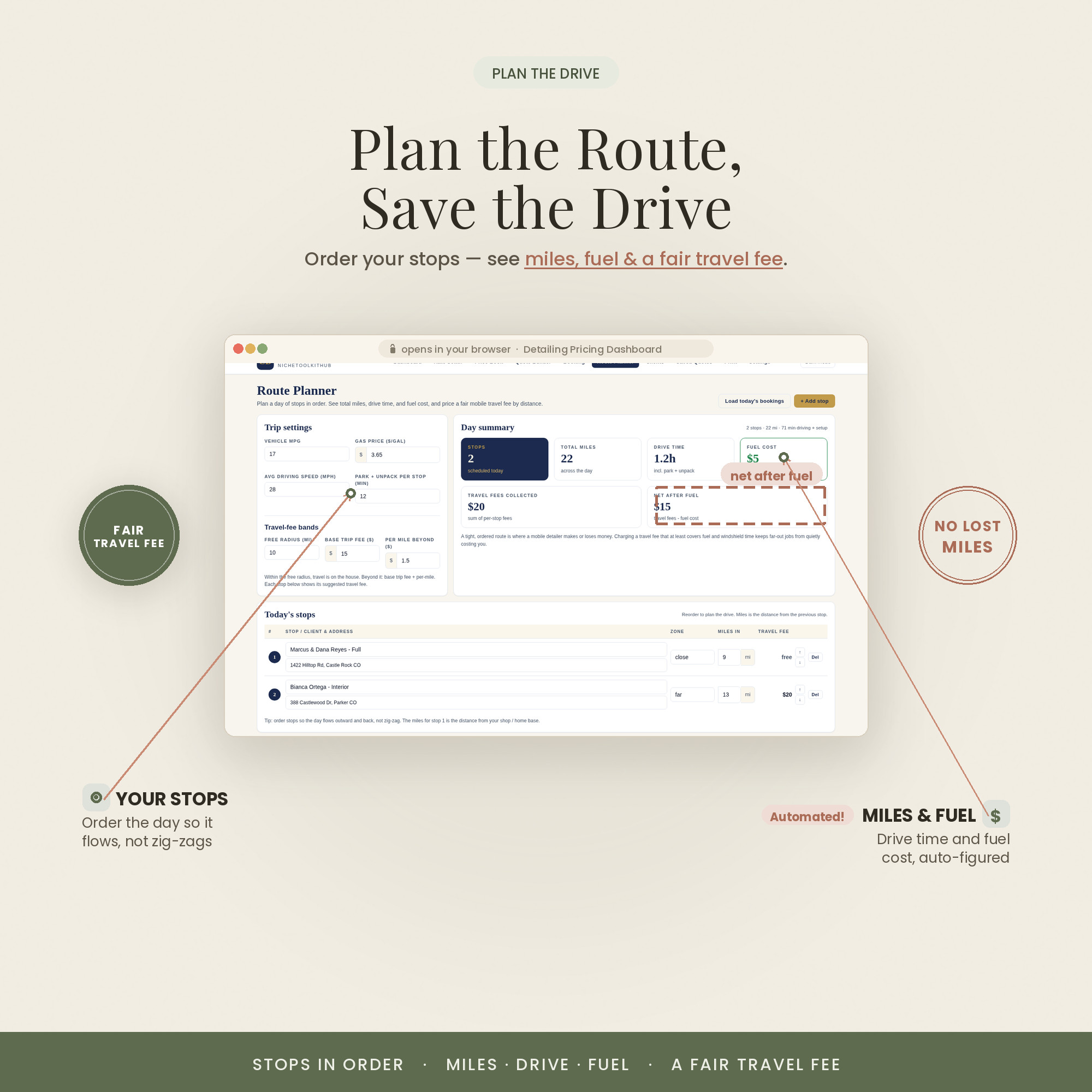 Booking and route planning