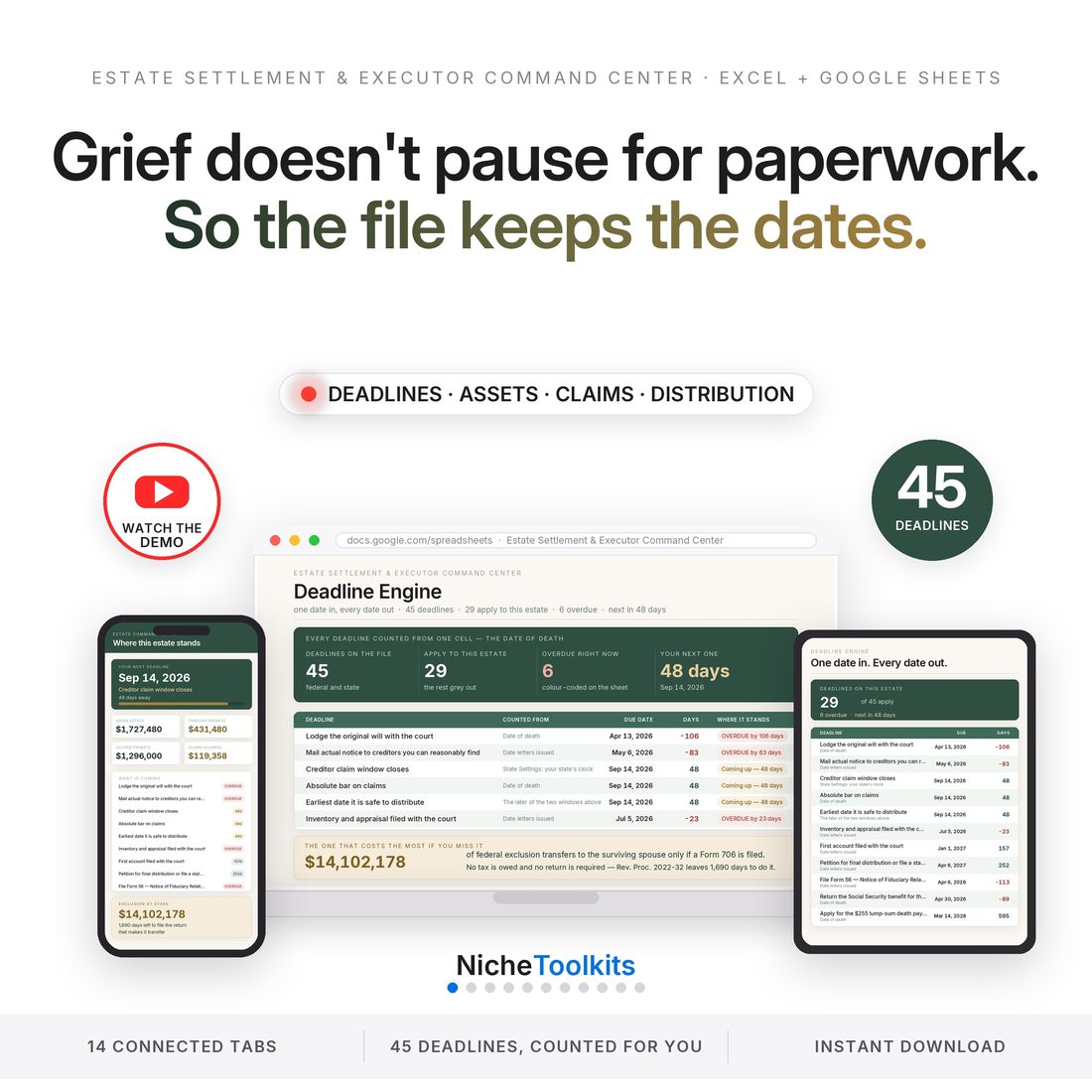 Estate Settlement & Executor Command Center — Spreadsheet System