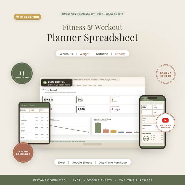 Fitness & Workout Planner — Spreadsheet System