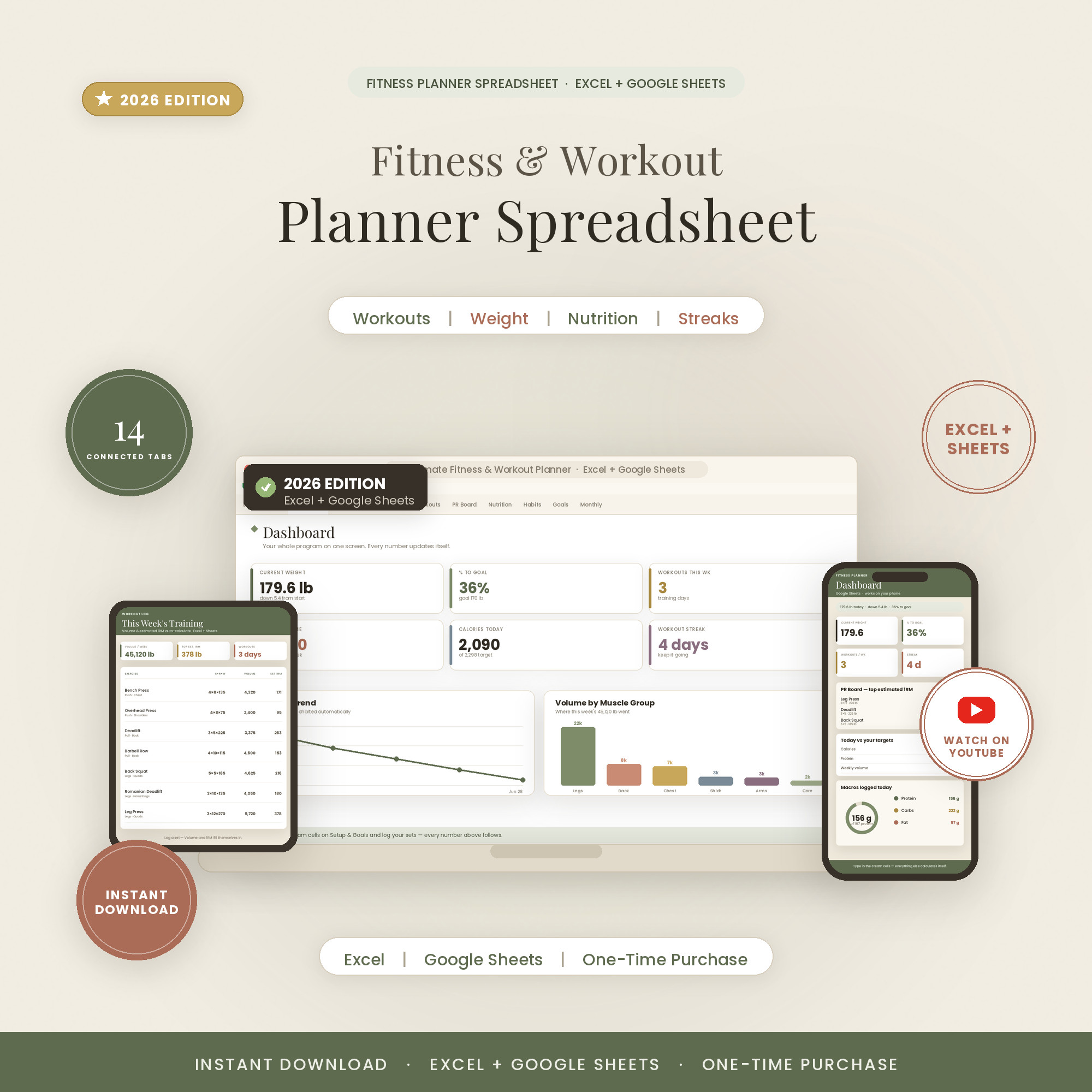 Fitness & Workout Planner — train, track and see progress
