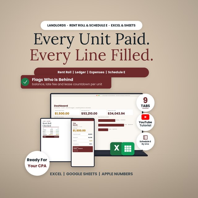 Rent Roll & Schedule E Landlord Pack — Spreadsheet