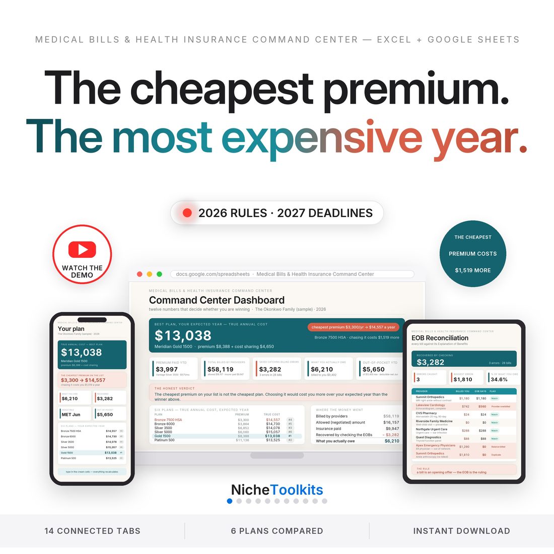 Medical Bills & Health Insurance Command Center — Spreadsheet System
