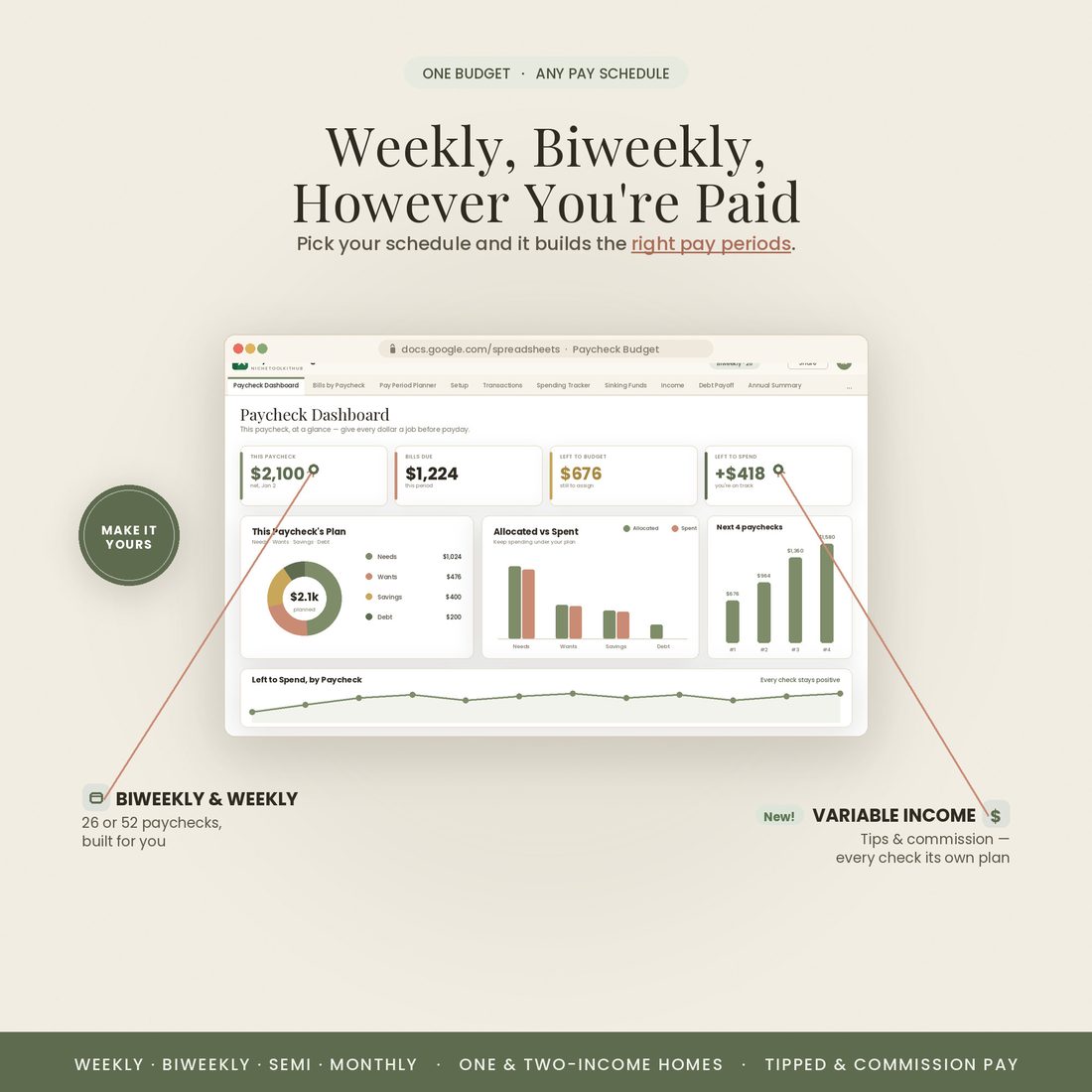 Built for biweekly and weekly earners