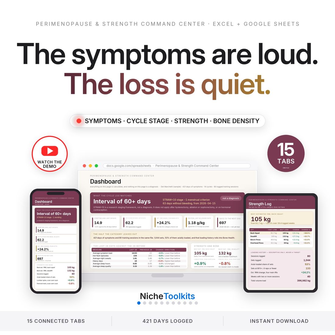 Perimenopause & Strength Command Center — Spreadsheet System