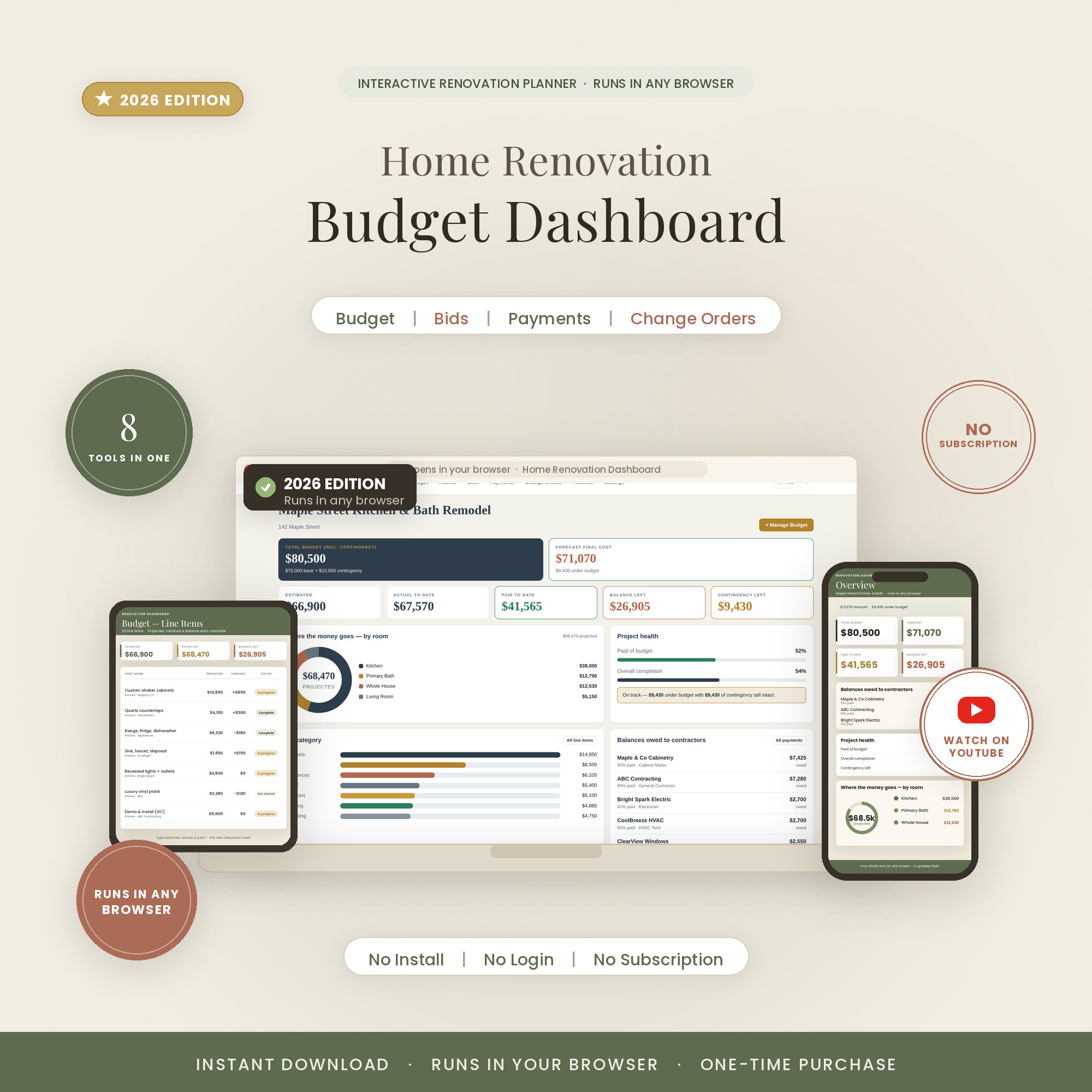 Renovation Dashboard App — run the remodel like a general contractor