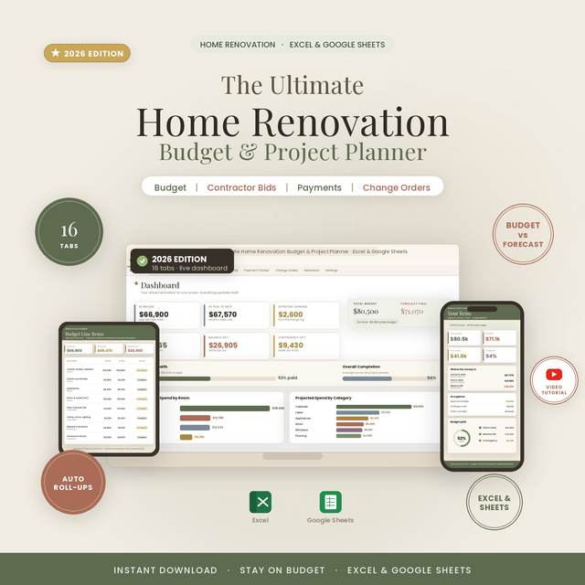 Home Renovation Planner — Spreadsheet System