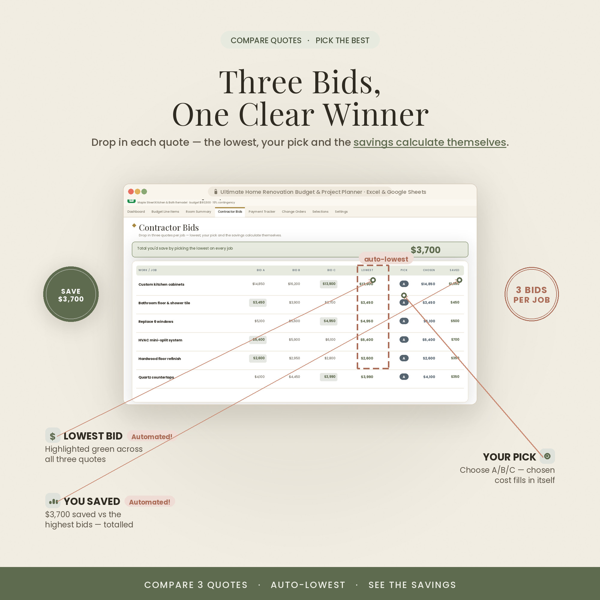Contractor bid comparison