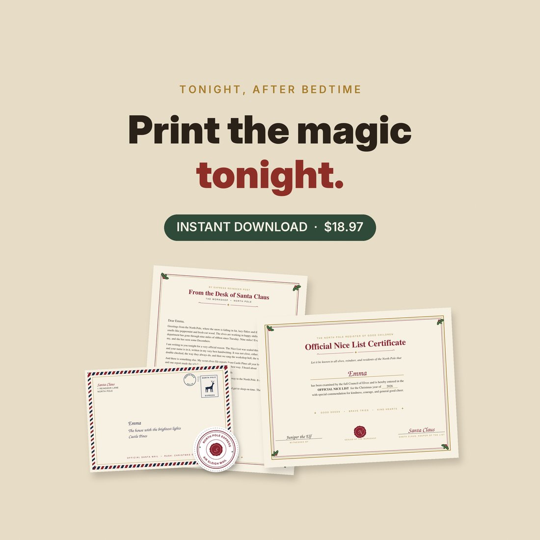 Print the magic tonight: the closing spread with the instant download promise.