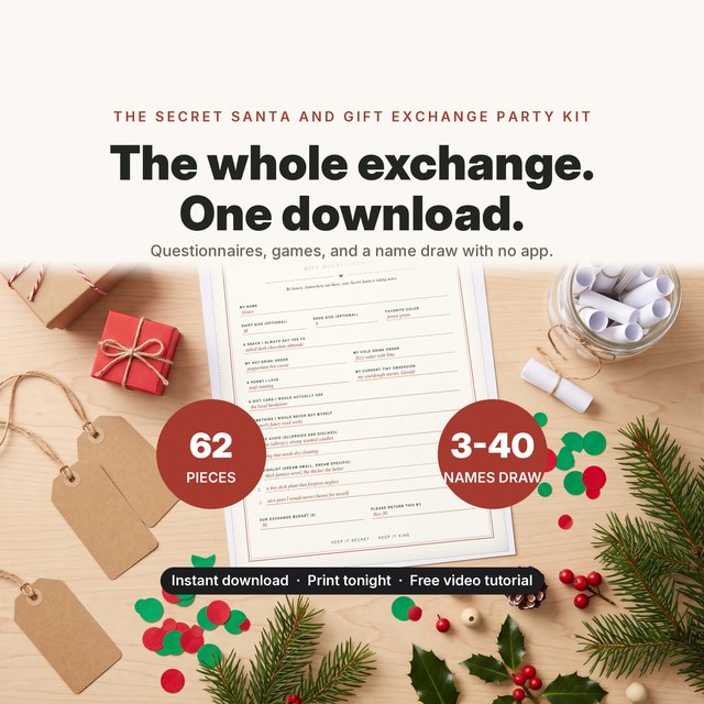 Secret Santa & Gift Exchange Party Kit — Printable Kit