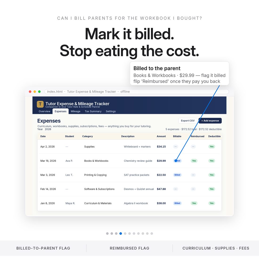 Tutor Expense & Mileage Tracker — Mileage