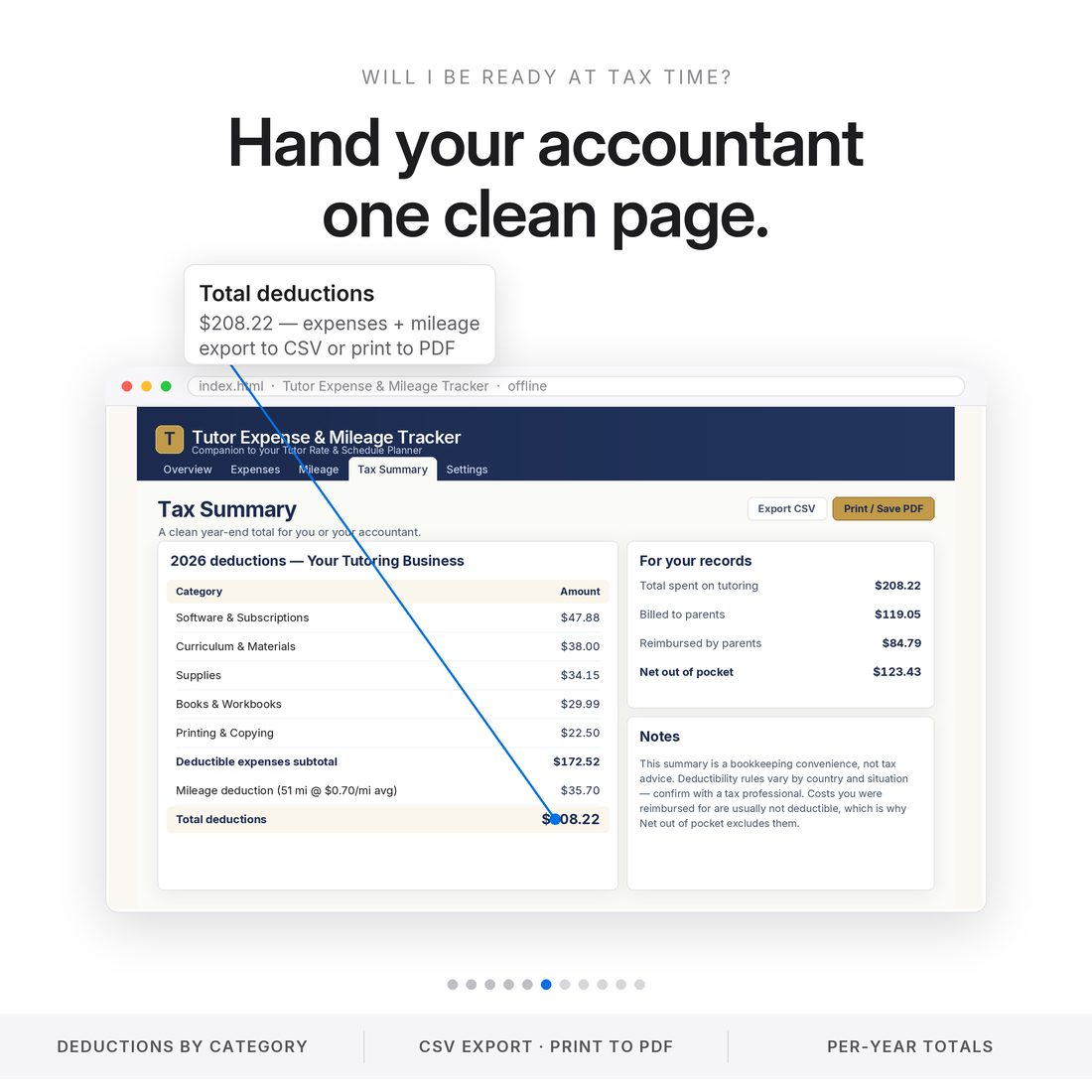 Tutor Expense & Mileage Tracker — Settings & Data