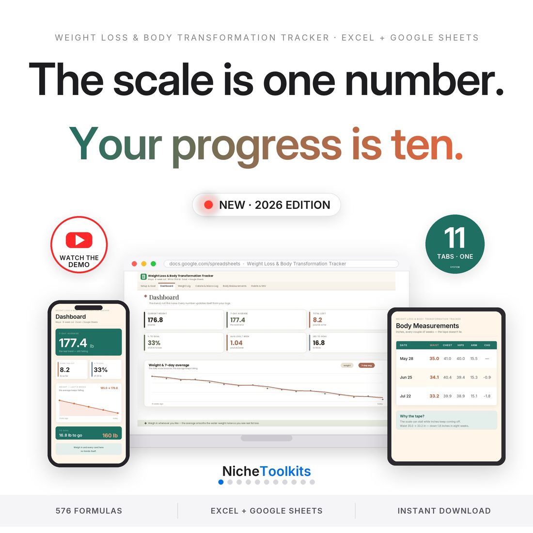Weight Loss & Body Transformation Tracker — Spreadsheet System